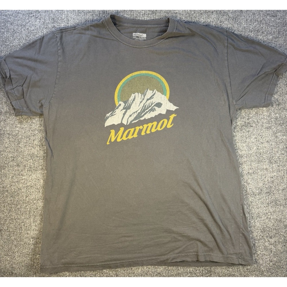 Marmot Mountain Graphic T Shirt 100% Organic Cotton Gray Men's XL Outdoor